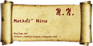 Matkó Nina névjegykártya